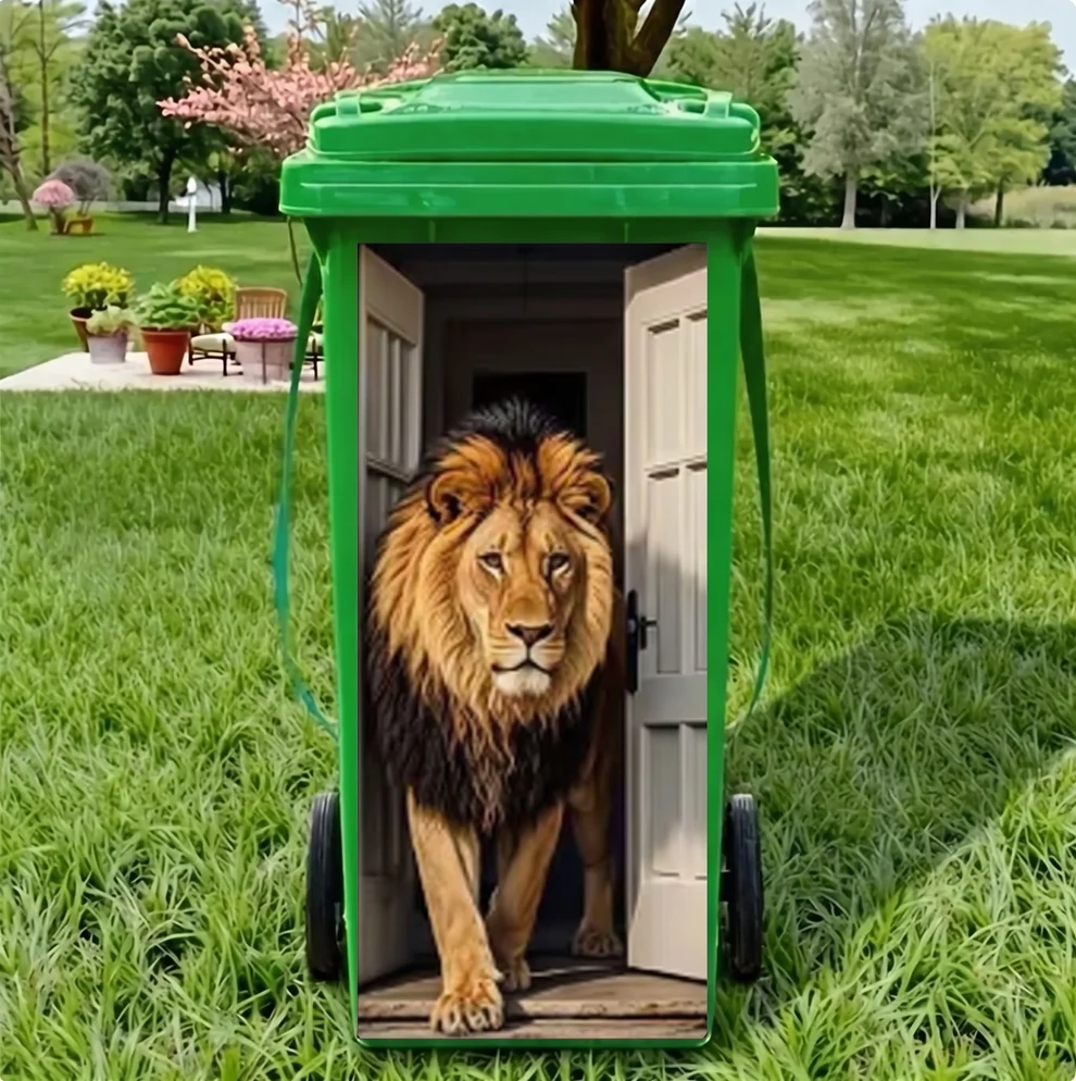 Cartoon Trash Can Makeover Sticker – Fun Animal Bin Decal✨