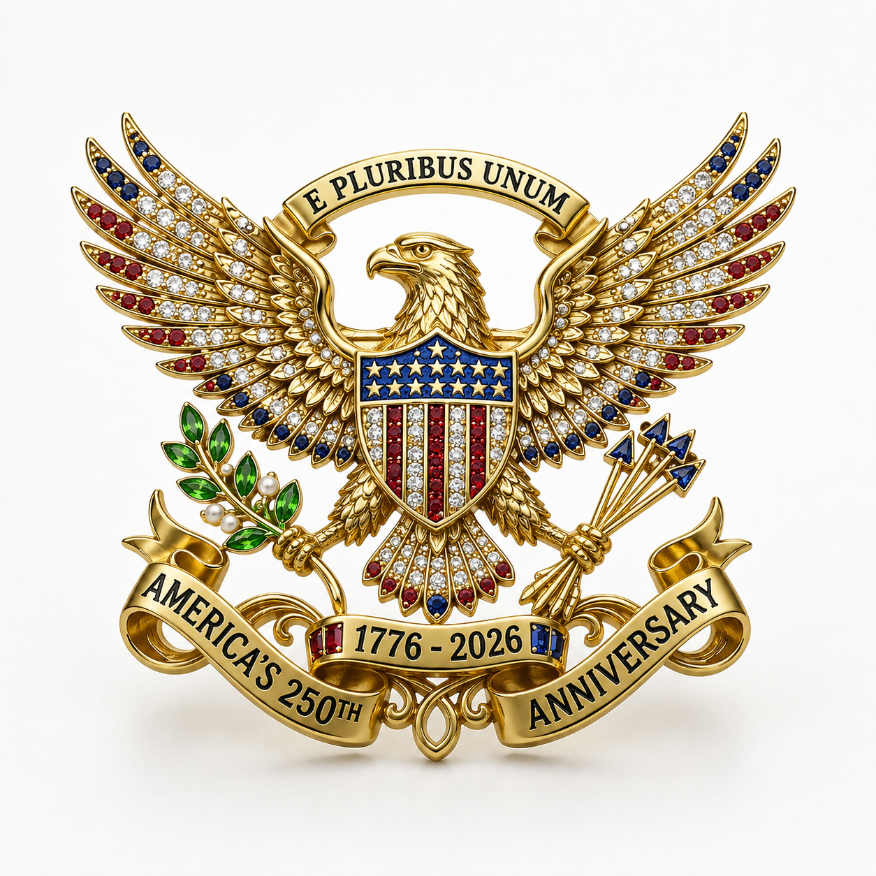 🇺🇸 America’s 250th Anniversary Eagle Brooch Pin – 1776–2026 Patriotic Keepsake Gift-Box Edition
