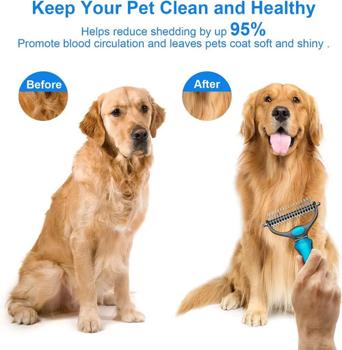 ✨Dual-Sided Pet Deshedding Brush for Dogs & Cats🐶🐱