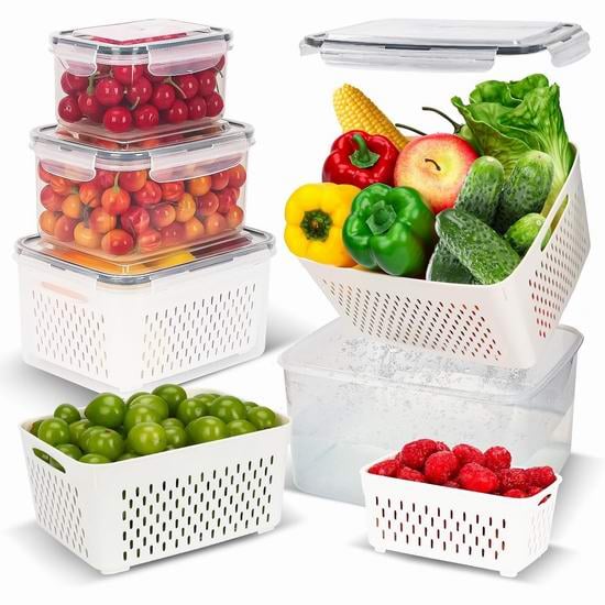 The Ultimate 3-7pc Fridge Organizer Set - Keep Food Fresh 3x Longer! 🥬✨