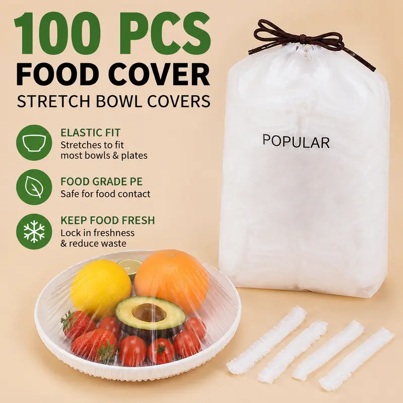 🔥Limitmited Time Buy 1 Get 1 Free! 🔥100 PCS Disposable Stretch Food Covers for Bowls & Plates
