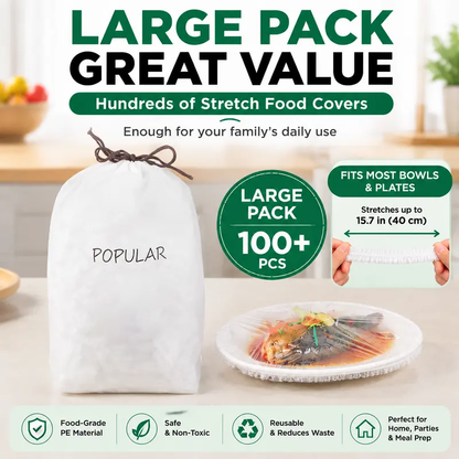 🔥Limitmited Time Buy 1 Get 1 Free! 🔥100 PCS Disposable Stretch Food Covers for Bowls & Plates