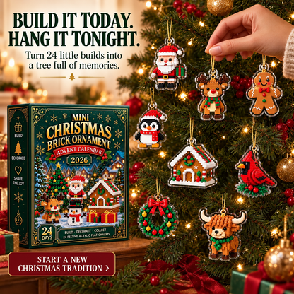⏳ Last day to save 49% – 🎄 24-Day Mini Christmas Ornament Advent Calendar | 24 unique festive buildable designs🧱