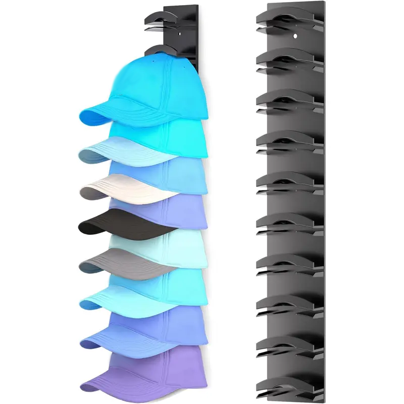 No-Drill Wall Mounted Hat Organizer for Baseball Caps