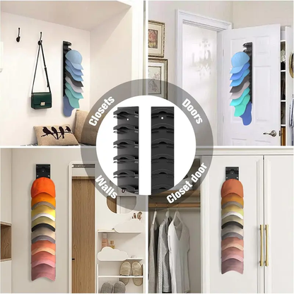 No-Drill Wall Mounted Hat Organizer for Baseball Caps