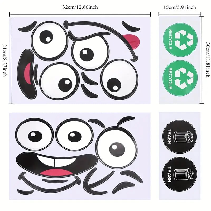 😂 Funny Trash Can Face Stickers – Give Your Boring Bin a Fun Makeover! 🗑️✨