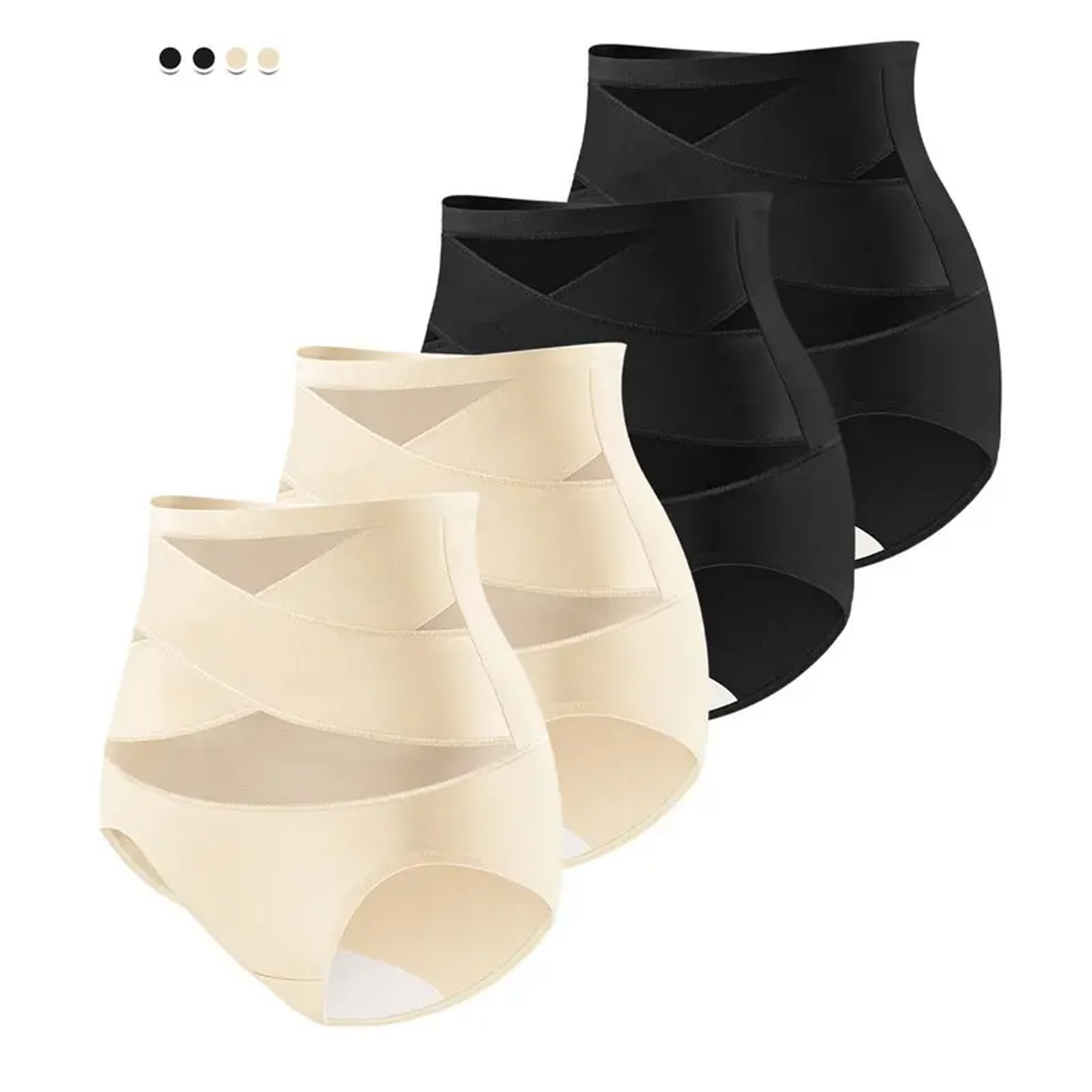 High Waisted Smoothing Panties - Breathable Cross-Mesh & Sporty Fit Briefs