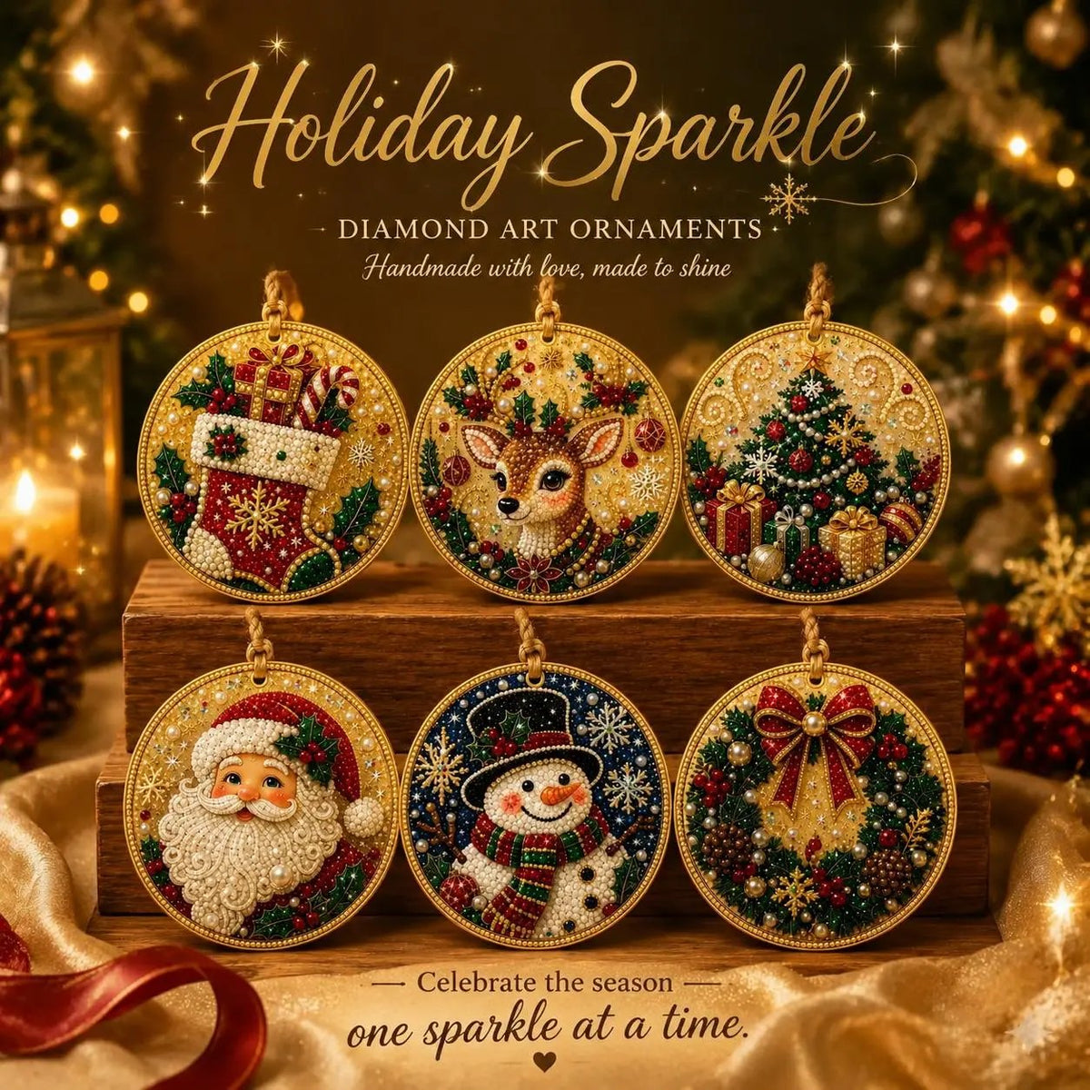 🎄 Christmas DIY Diamond Painting Ornament Kit – 6 Sparkling Tree Decorations | LIMITED-TIME 50% OFF 🎁
