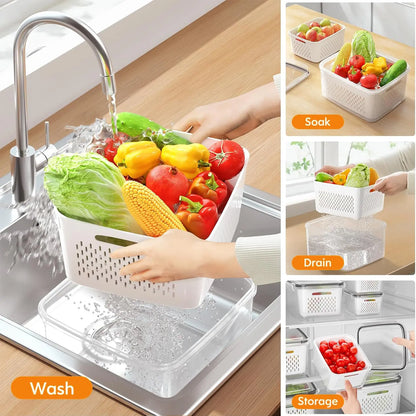 The Ultimate 3-7pc Fridge Organizer Set - Keep Food Fresh 3x Longer! 🥬✨