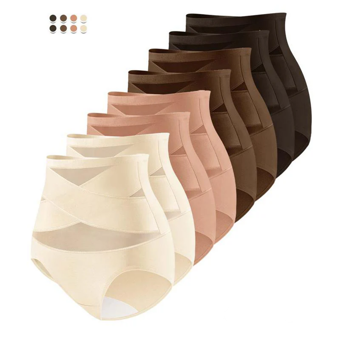 High Waisted Smoothing Panties - Breathable Cross-Mesh & Sporty Fit Briefs