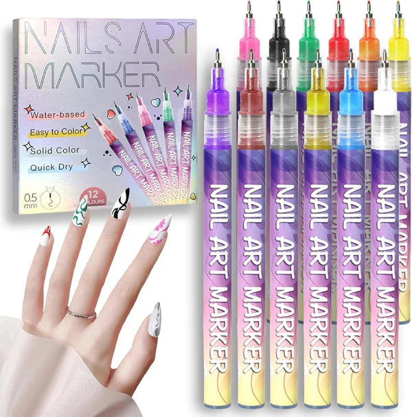 Nail Art Pens Set – 12 Colors to Create Your Own Nail Designs