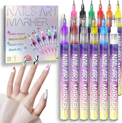 Nail Art Pens Set – 12 Colors to Create Your Own Nail Designs