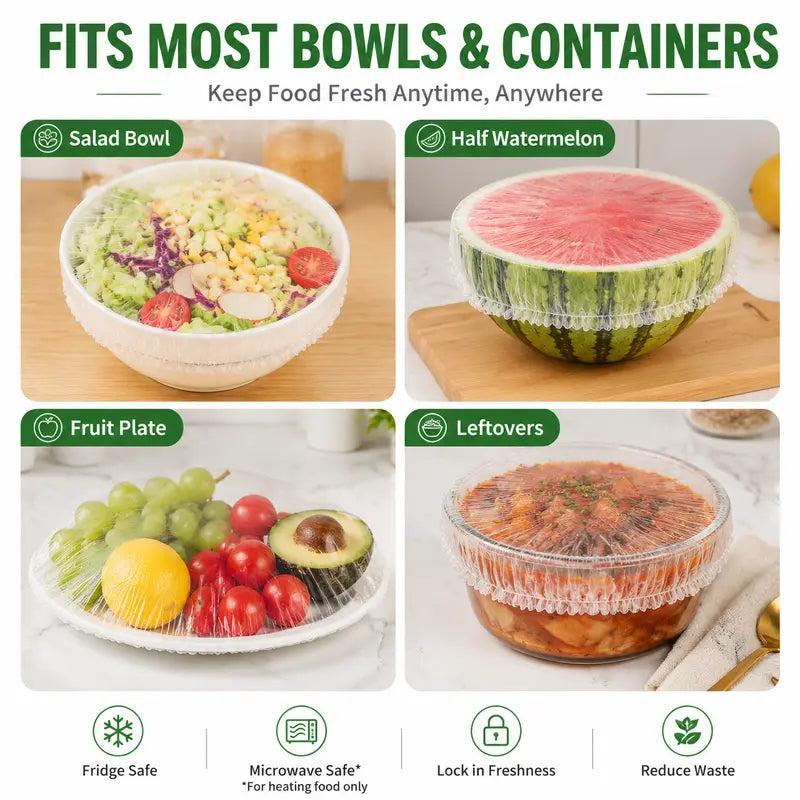 🔥Limitmited Time Buy 1 Get 1 Free! 🔥100 PCS Disposable Stretch Food Covers for Bowls & Plates