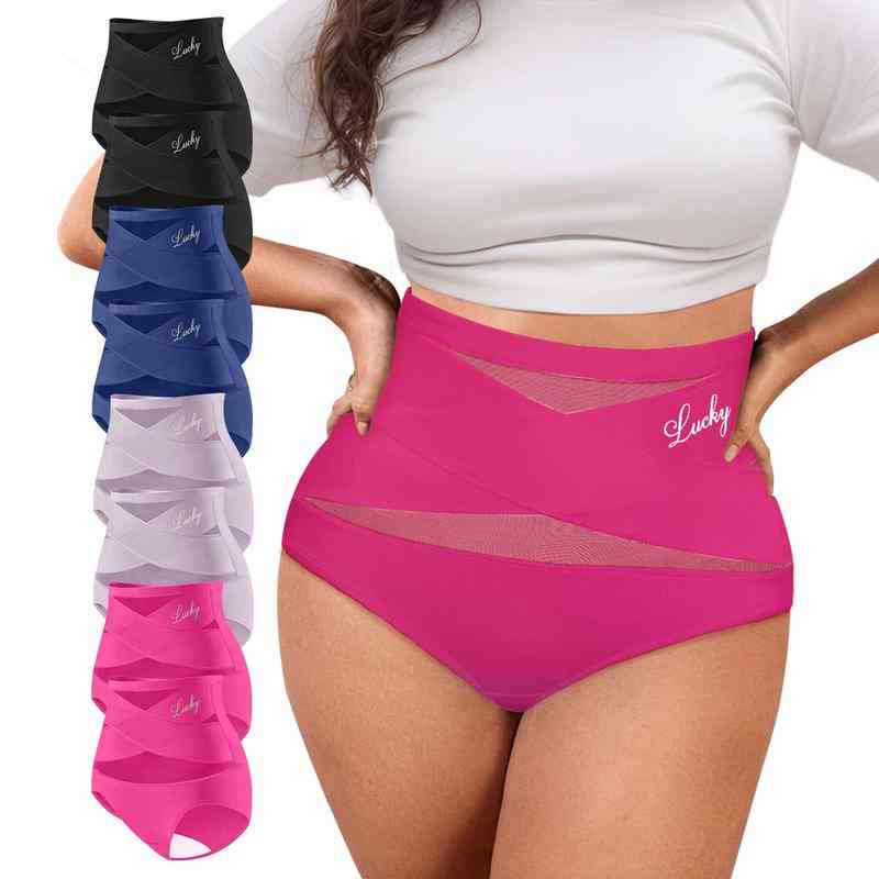 🌸Last Day-Buy 2 Get 3 Packs✨Plus-Size High-Waist Cross Tummy Control Panties