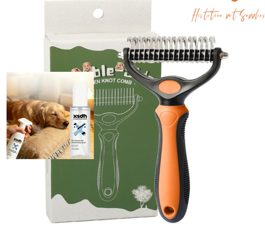 2-in-1 Pet Dematting & Deshedding Rake