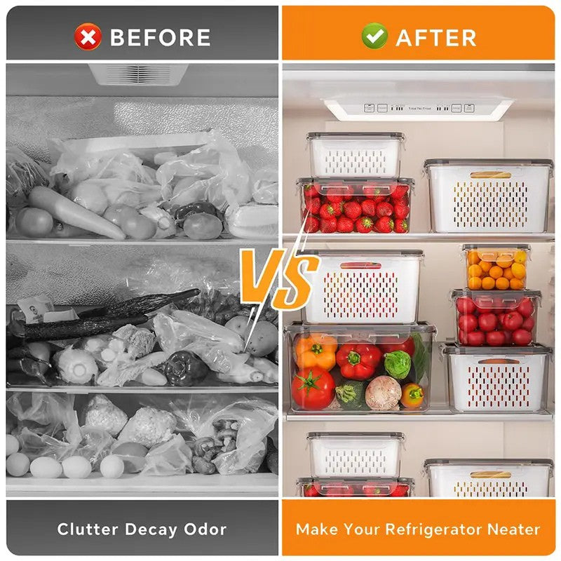 The Ultimate 3-7pc Fridge Organizer Set - Keep Food Fresh 3x Longer! 🥬✨