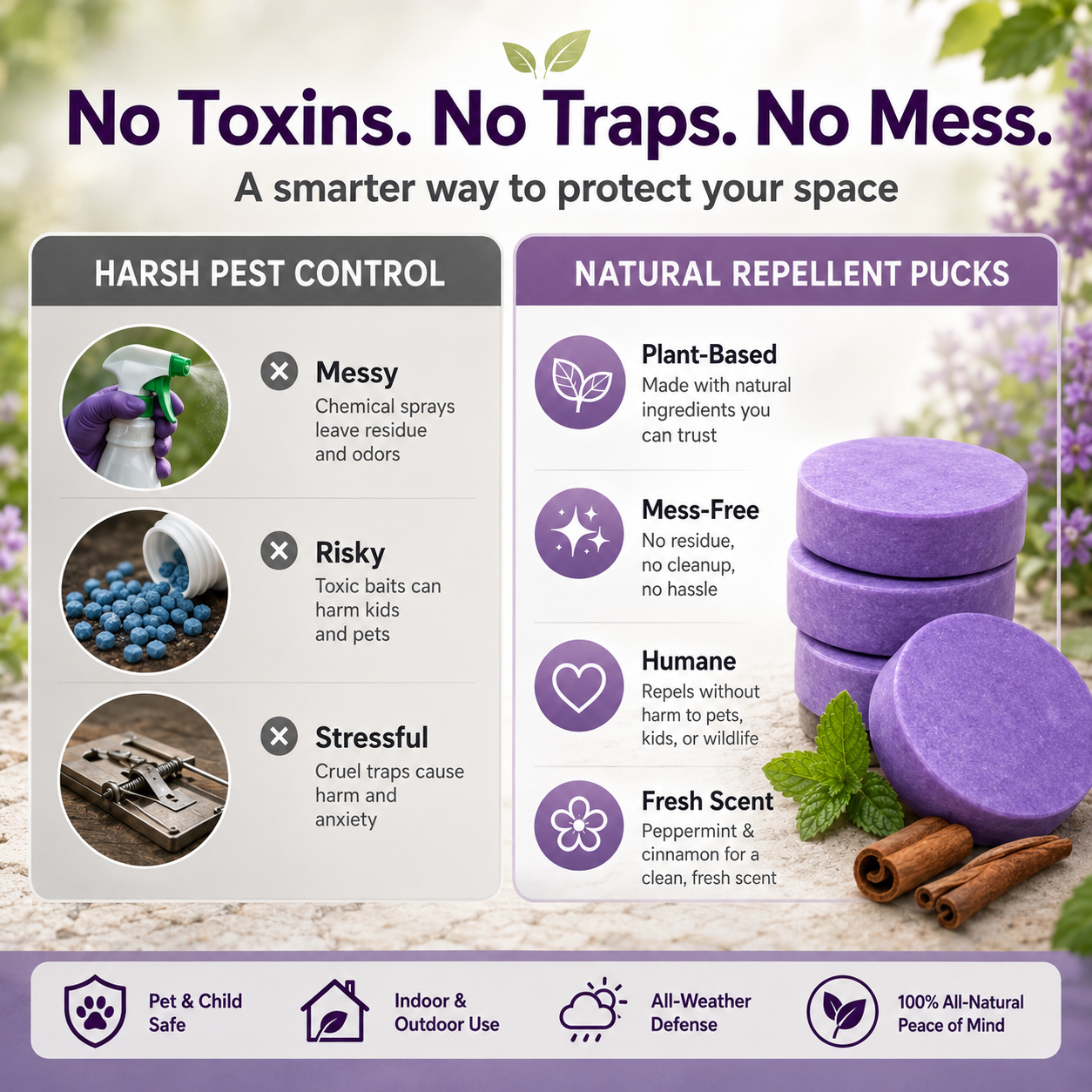 ✅ 10,000+ Happy Customers 🐭 All-Natural Peppermint & Cinnamon Pest & Rodent Repellent Pucks 🕷️🐍