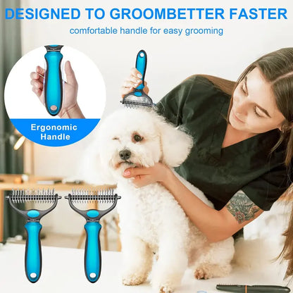 ✨Dual-Sided Pet Deshedding Brush for Dogs & Cats🐶🐱