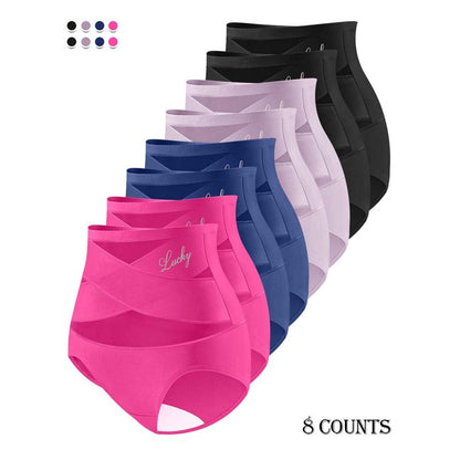 🌸Last Day-Buy 2 Get 3 Packs✨Plus-Size High-Waist Cross Tummy Control Panties