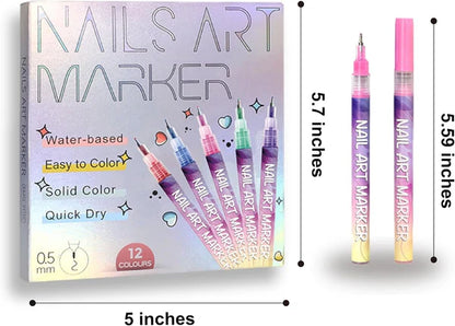 Nail Art Pens Set – 12 Colors to Create Your Own Nail Designs