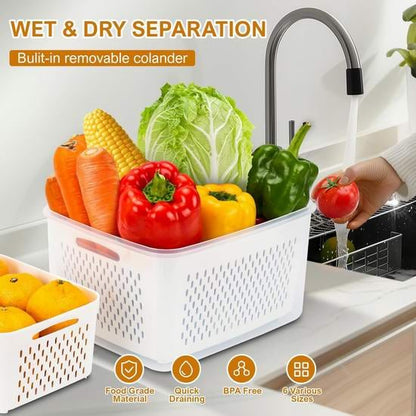 The Ultimate 3-7pc Fridge Organizer Set - Keep Food Fresh 3x Longer! 🥬✨