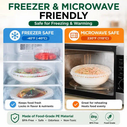🔥Limitmited Time Buy 1 Get 1 Free! 🔥100 PCS Disposable Stretch Food Covers for Bowls & Plates