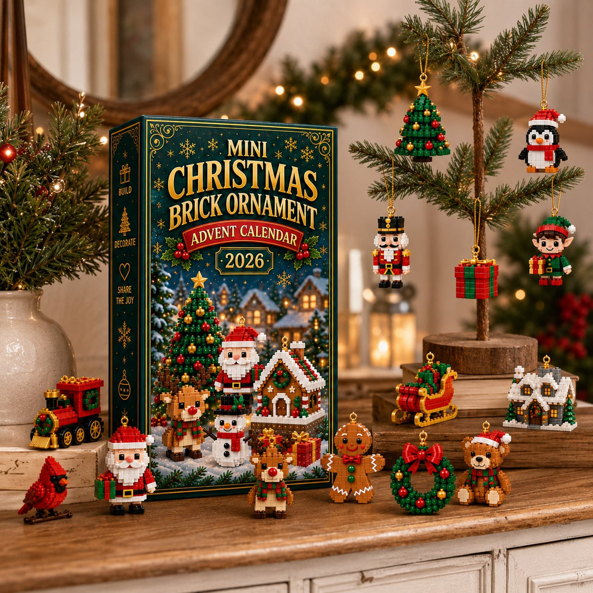 ⏳ Last day to save 49% – 🎄 24-Day Mini Christmas Ornament Advent Calendar | 24 unique festive buildable designs🧱