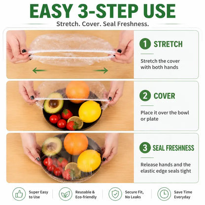 🔥Limitmited Time Buy 1 Get 1 Free! 🔥100 PCS Disposable Stretch Food Covers for Bowls & Plates
