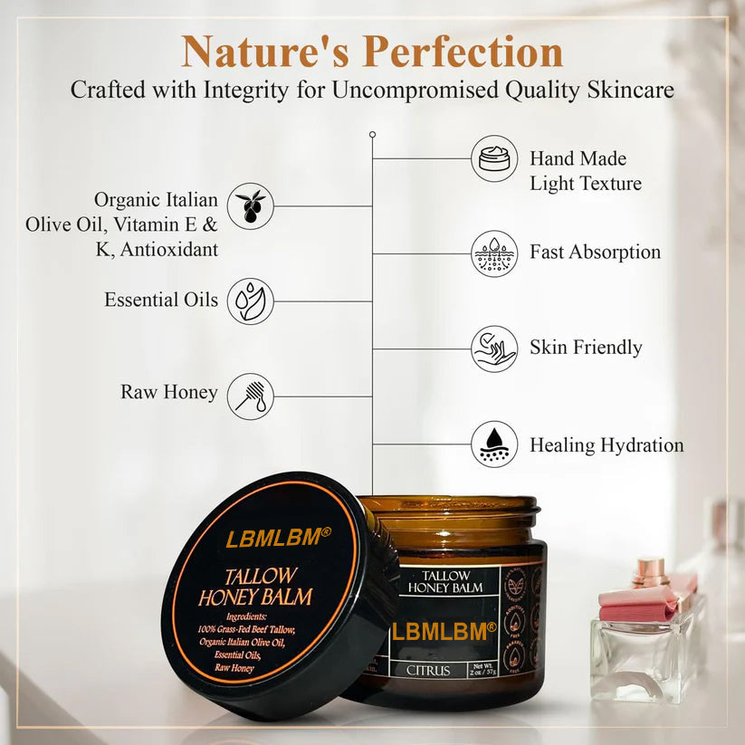 💓LBMLBM® Orange Flavoured Organic Tallow Moisturising Honey Balm