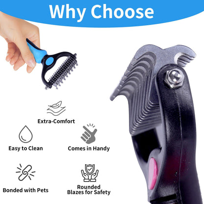 ✨Dual-Sided Pet Deshedding Brush for Dogs & Cats🐶🐱