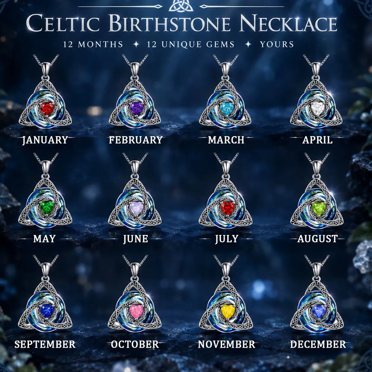 💎 Personalized Birthstone Celtic Knot Necklace – 50% OFF Today 🔥