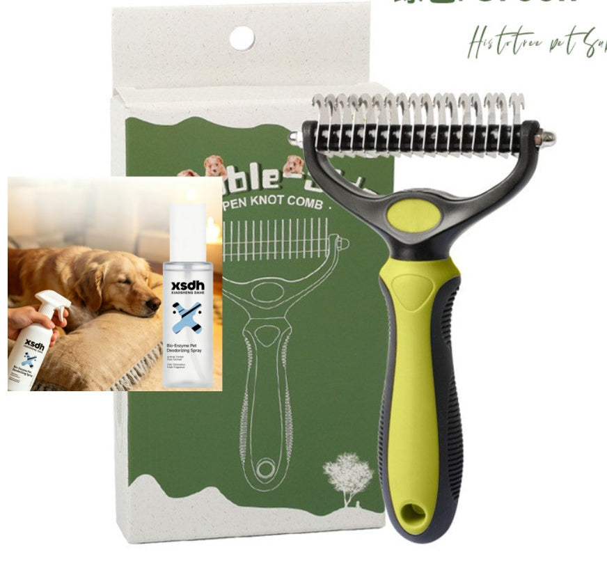 2-in-1 Pet Dematting & Deshedding Rake