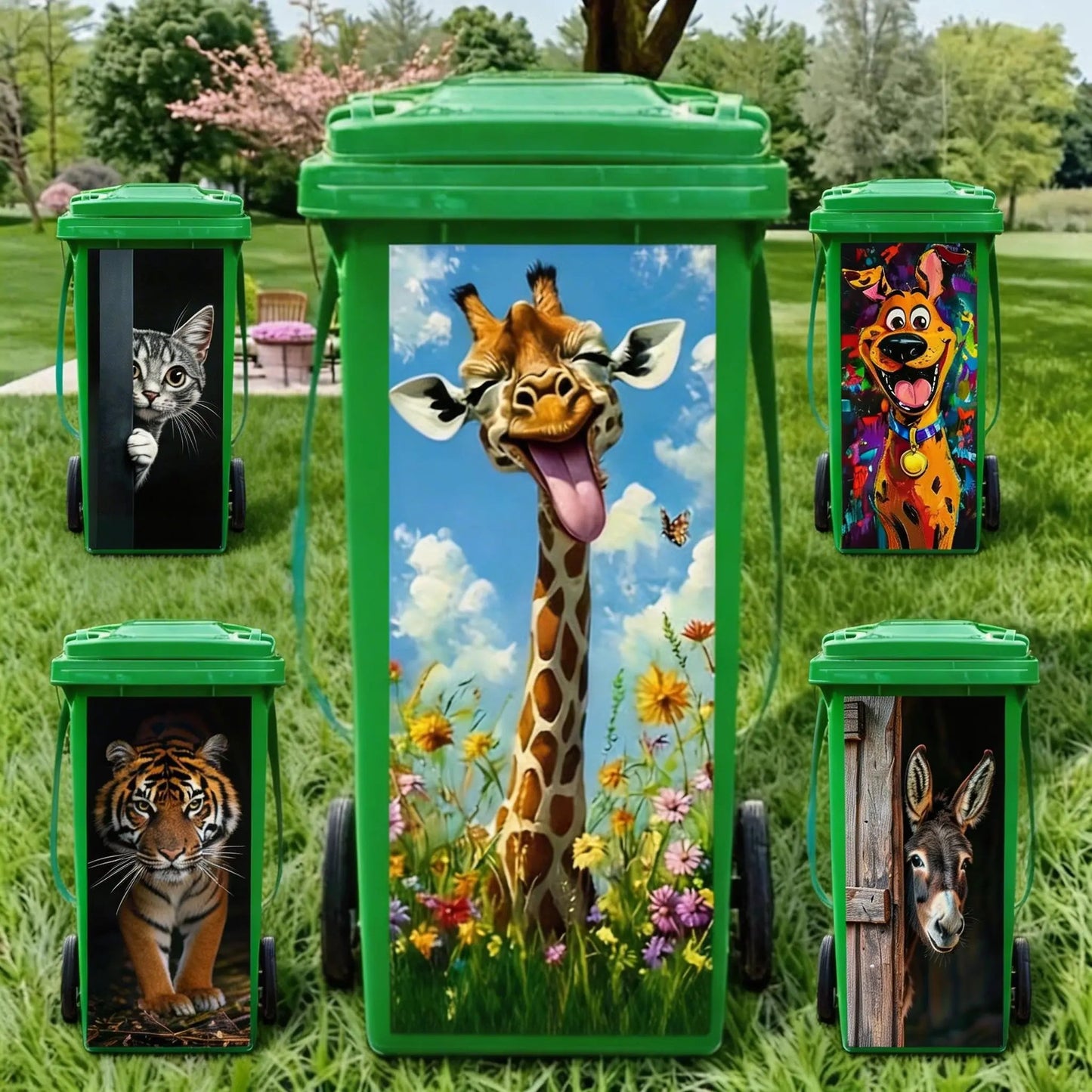 Cartoon Trash Can Makeover Sticker – Fun Animal Bin Decal✨