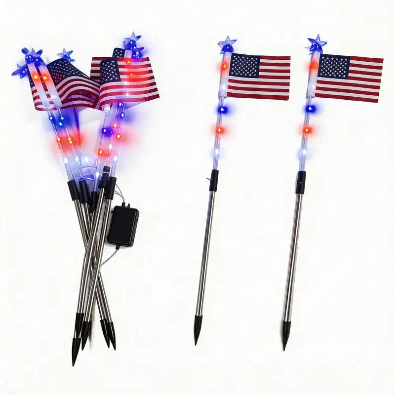 Patriotic 8-Piece Flag Light Set with 8 Modes – Outdoor Waterproof Independence Day Decor for Pathways & Gardens