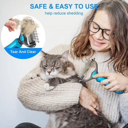 ✨Dual-Sided Pet Deshedding Brush for Dogs & Cats🐶🐱