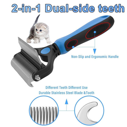 2-in-1 Pet Dematting & Deshedding Rake