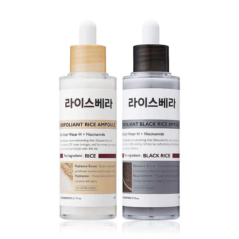 Rice Ampoule Duo (2 Bottles) – Clears Blackheads & Whiteheads, Revives Dull & Dry Skin. Safe for All Skin Types