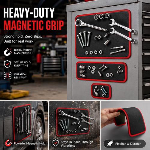 Flexible Magnetic Tool Mat Set for Screws, Sockets & Auto Repairs🛠️🧲