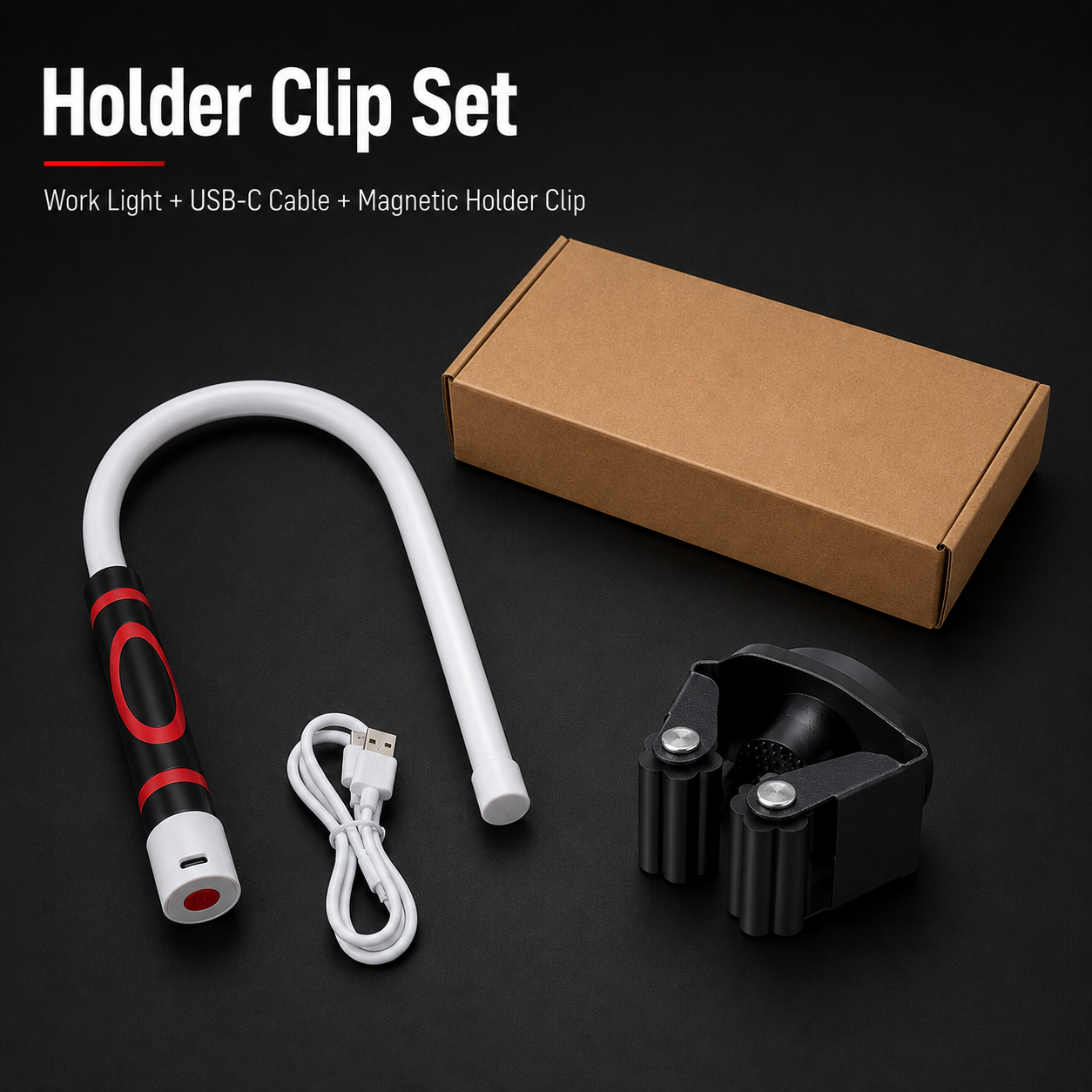 Bendable Rechargeable LED Work Light with Optional Clip for Garage, Car & Emergency Use