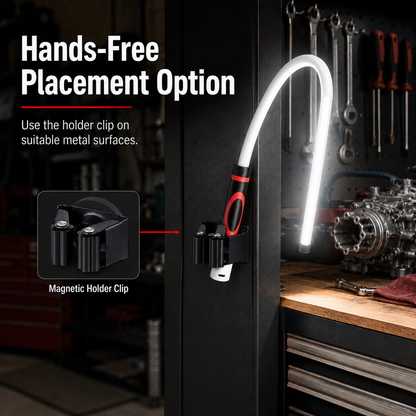 Bendable Rechargeable LED Work Light with Optional Clip for Garage, Car & Emergency Use
