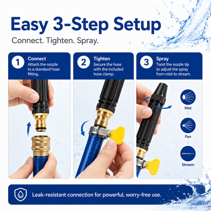 Powerful High-Pressure Spray Nozzle for Home Car Wash & Garden Watering