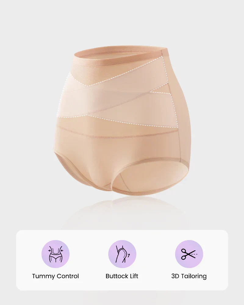 🌸Last Day-Buy 2 Get 3 Packs✨Plus-Size High-Waist Cross Tummy Control Panties