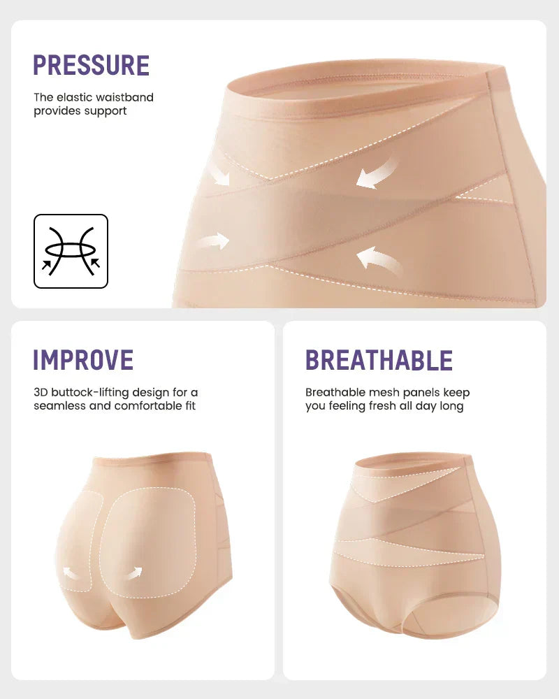 🌸Last Day-Buy 2 Get 3 Packs✨Plus-Size High-Waist Cross Tummy Control Panties