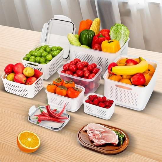 The Ultimate 3-7pc Fridge Organizer Set - Keep Food Fresh 3x Longer! 🥬✨