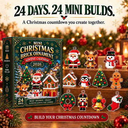 ⏳ Last day to save 49% – 🎄 24-Day Mini Christmas Ornament Advent Calendar | 24 unique festive buildable designs🧱