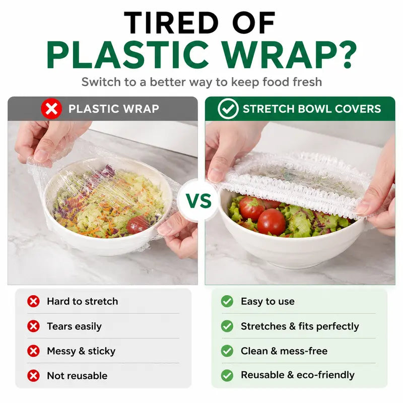 🔥Limitmited Time Buy 1 Get 1 Free! 🔥100 PCS Disposable Stretch Food Covers for Bowls & Plates