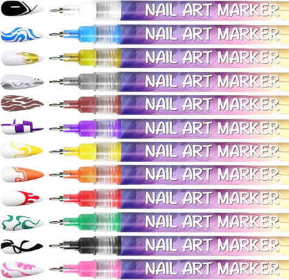 Nail Art Pens Set – 12 Colors to Create Your Own Nail Designs