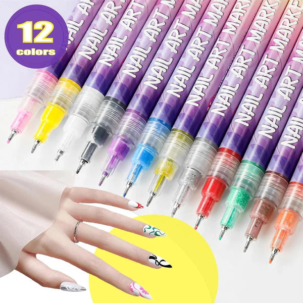 Nail Art Pens Set – 12 Colors to Create Your Own Nail Designs