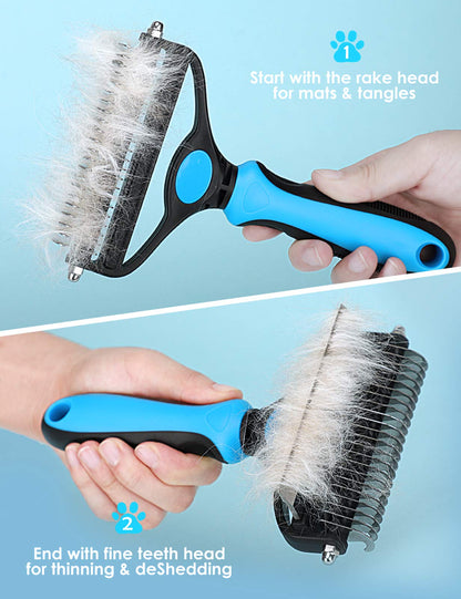 2-in-1 Pet Dematting & Deshedding Rake