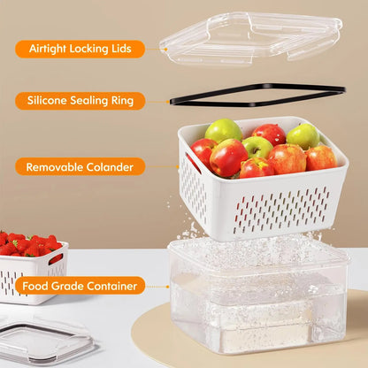The Ultimate 3-7pc Fridge Organizer Set - Keep Food Fresh 3x Longer! 🥬✨